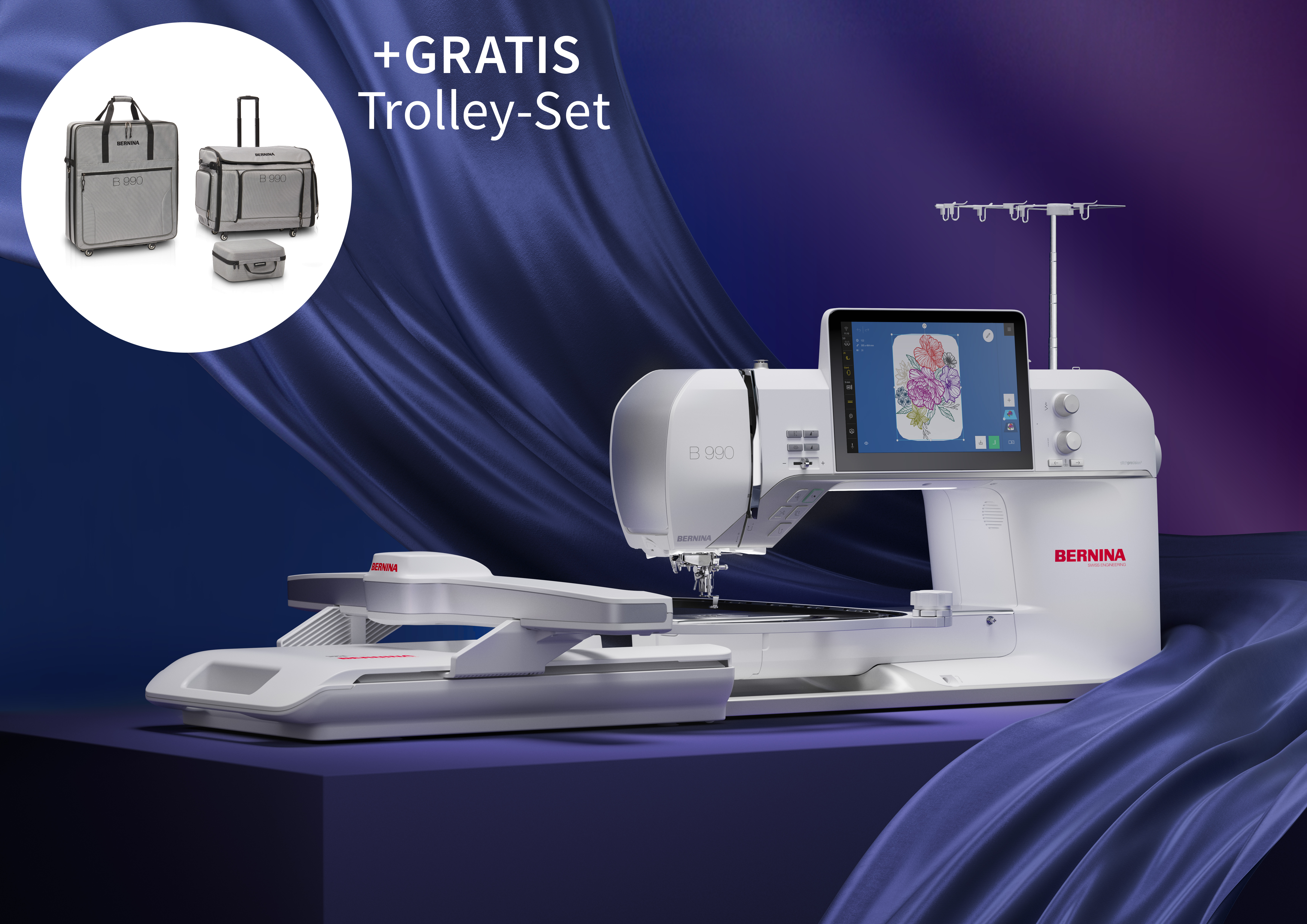 Bernina B 990 mit XL-Stickmodul inkl. Trolley-Set Bernina B 990 mit XL-Stickmodul inkl. Trolley-Set