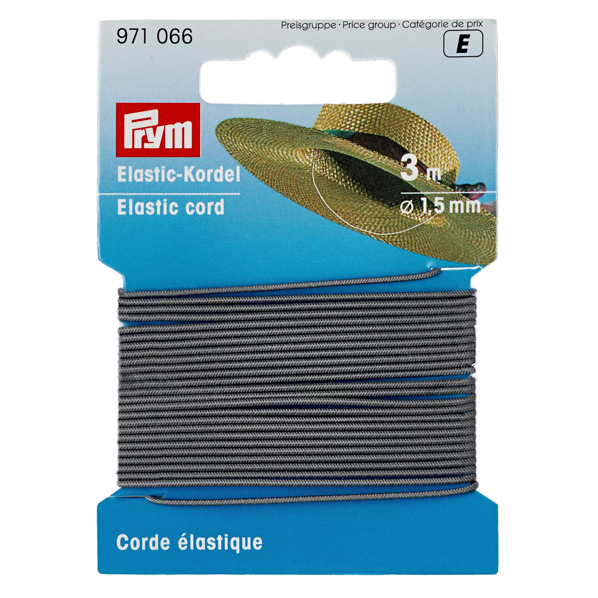 Elastic - Kordel 3 Meter ø 1,5mm grau