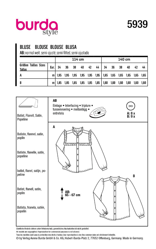 burda Schnitt 5939 "Blusen"