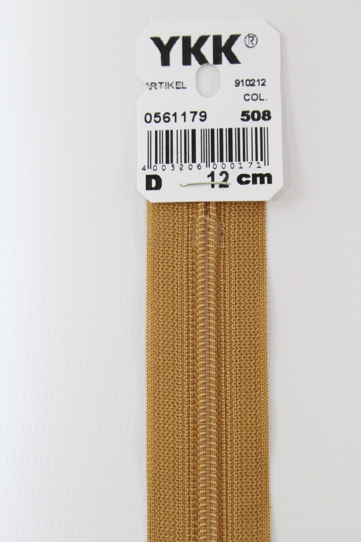YKK-Reissverschluss 12cm-60cm, nicht teilbar, goldgelb YKK-Reissverschluss 12cm-60cm, nicht teilbar, goldgelb