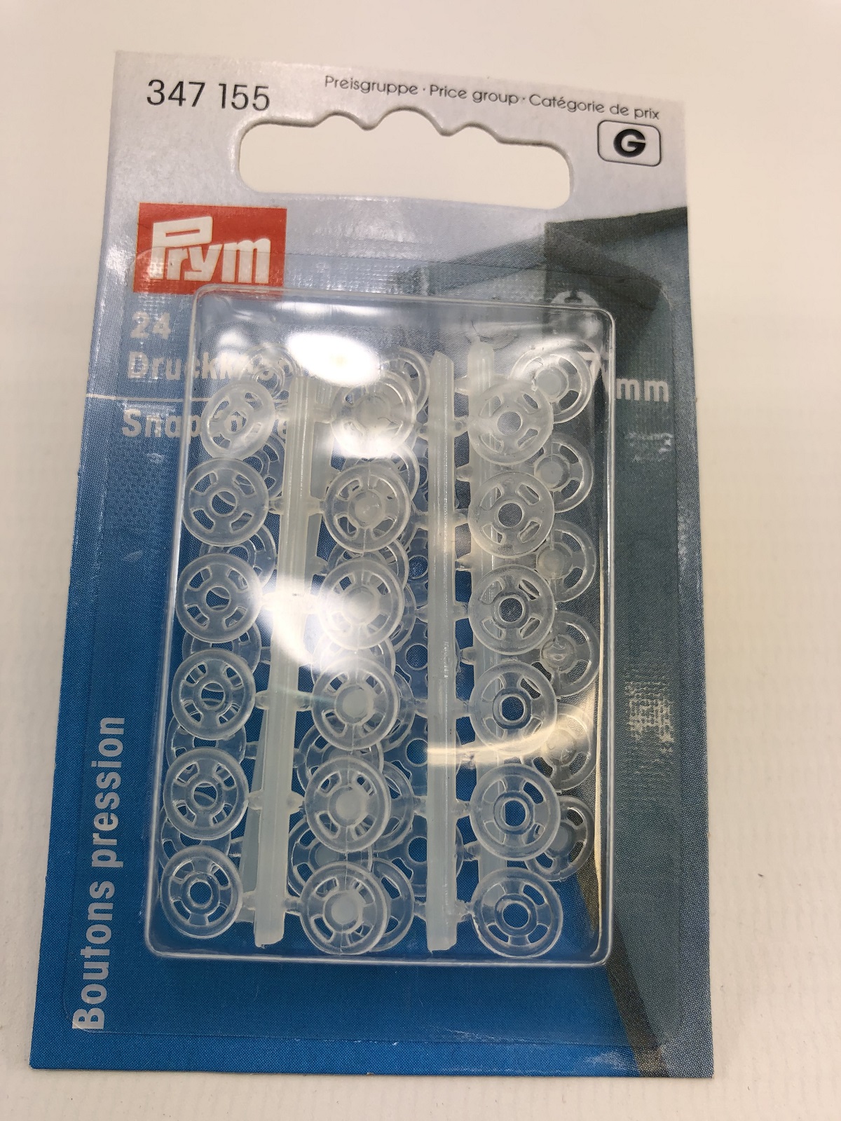 24 Annäh-Druckknöpfe, 7mm, transparent 24 Annäh-Druckknöpfe, 7mm, transparent