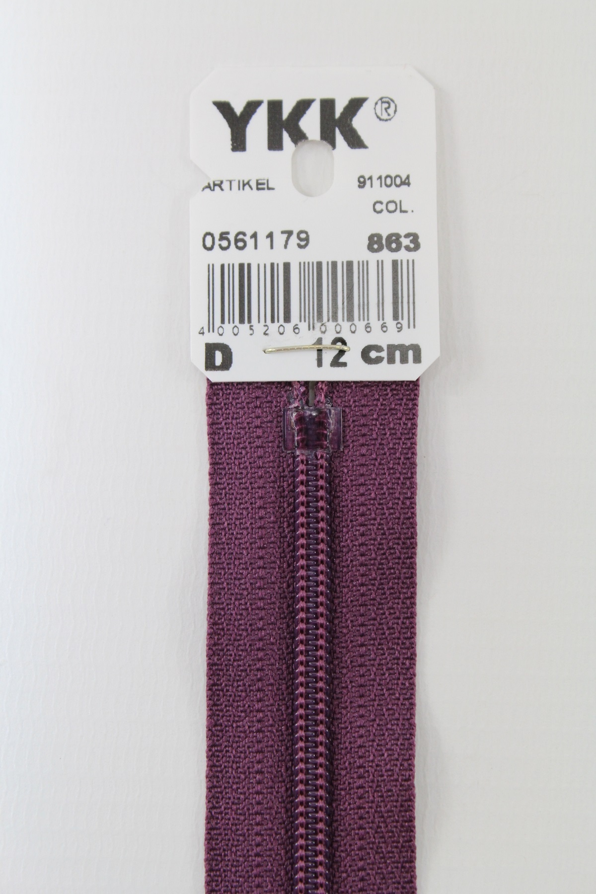 YKK-Reissverschluss 12cm-60cm, nicht teilbar, aubergine