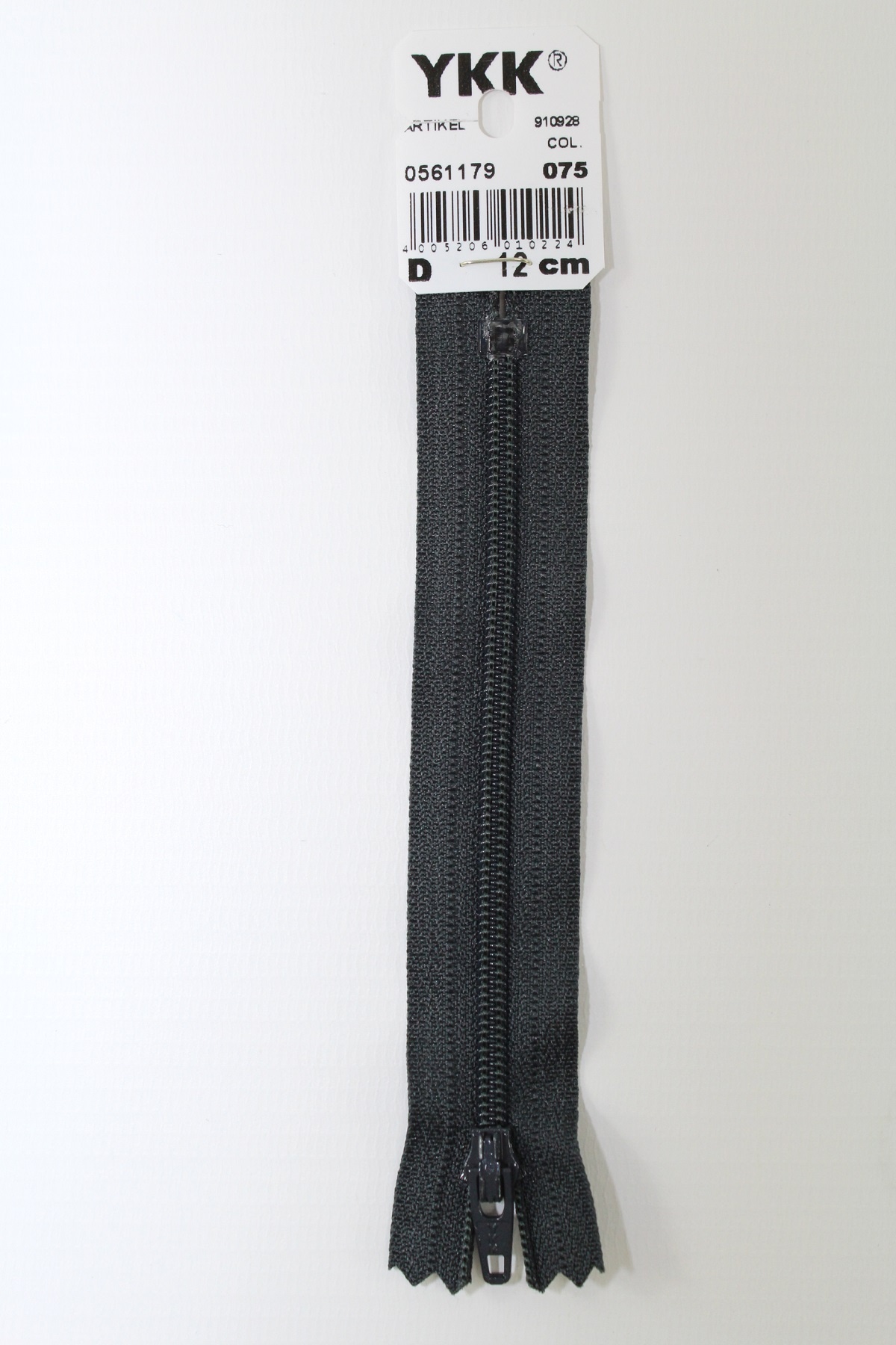 YKK-Reissverschluss 12cm-60cm, nicht teilbar, kohle
