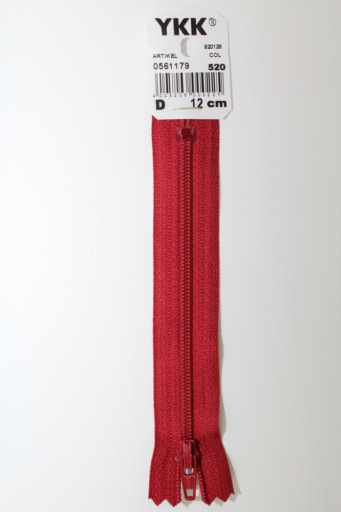 YKK-Reissverschluss 12cm-60cm, nicht teilbar, granat