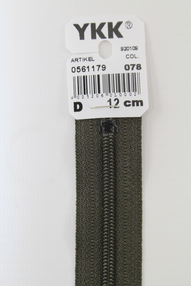 YKK-Reissverschluss 12cm-60cm, nicht teilbar, dunkeloliv YKK-Reissverschluss 12cm-60cm, nicht teilbar, dunkeloliv