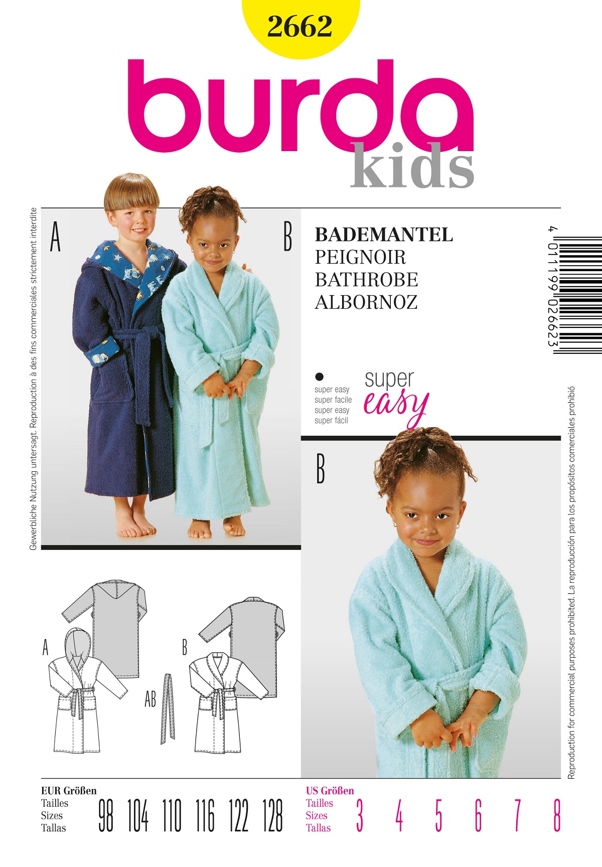 burda Schnitt 2662 "Kinder-Bademantel"