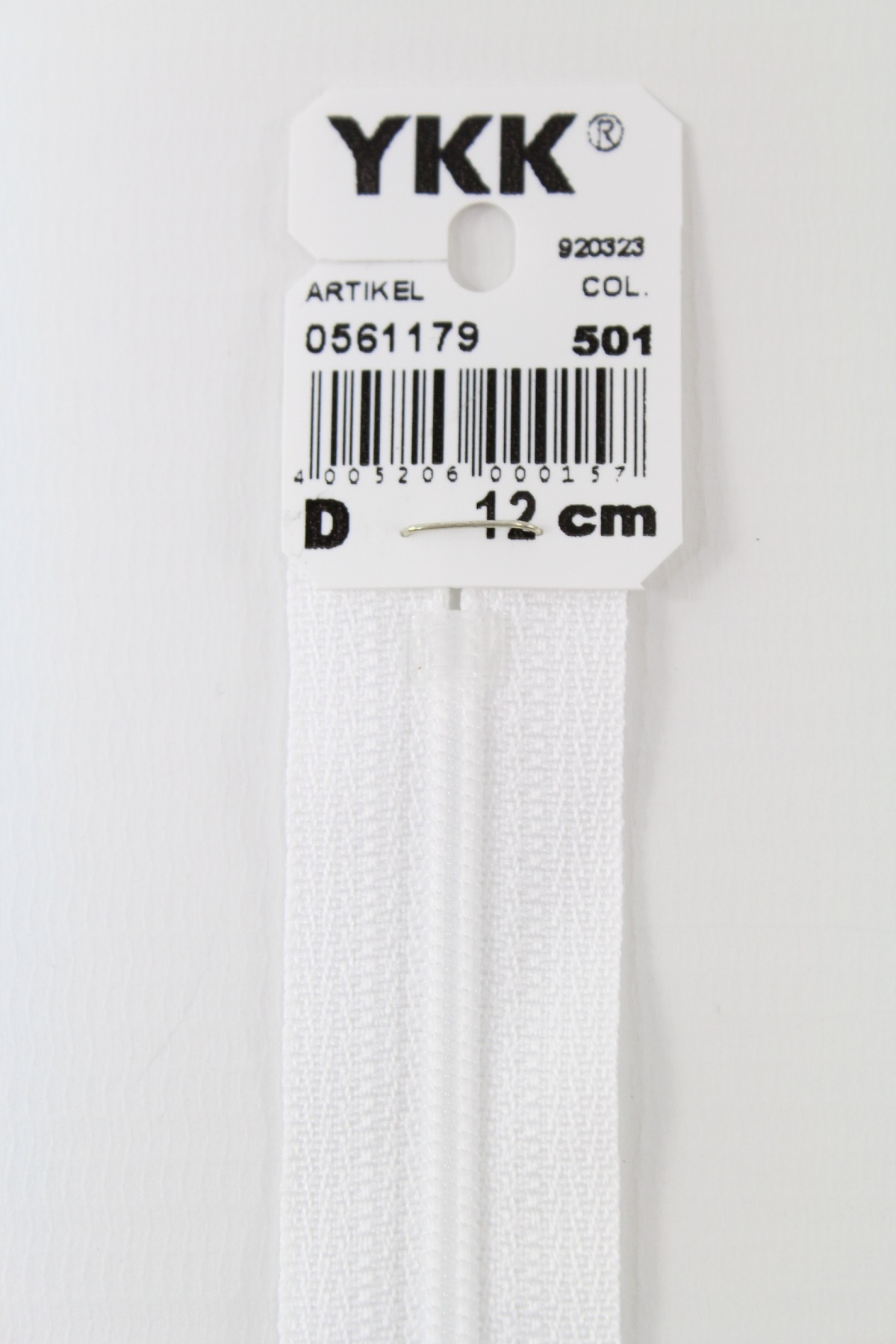 YKK-Reissverschluss 12cm-60cm, nicht teilbar, weiss YKK-Reissverschluss 12cm-60cm, nicht teilbar, weiss