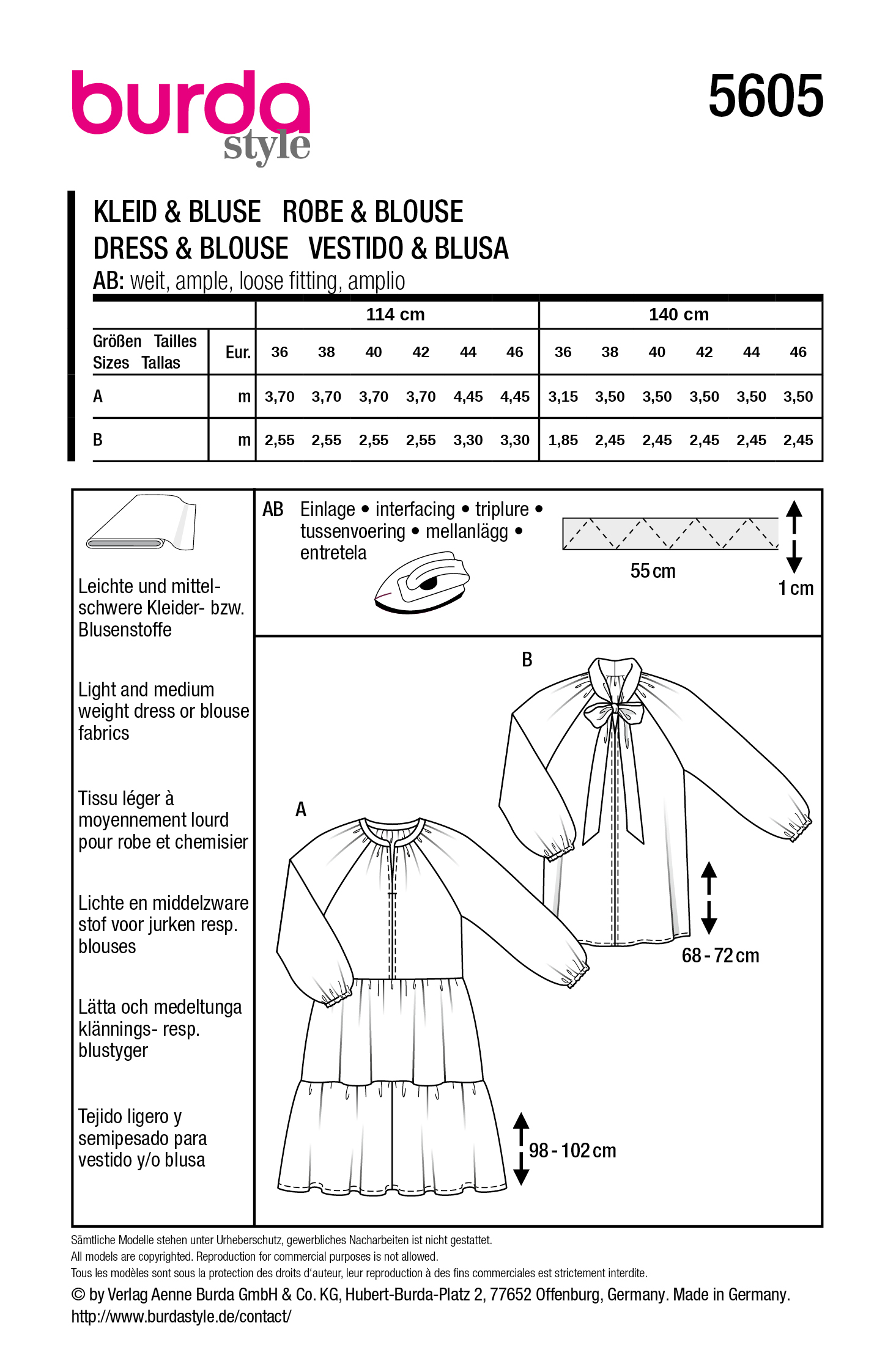 burda Schnitt 5605 - Volantkleid & Schluppenbluse