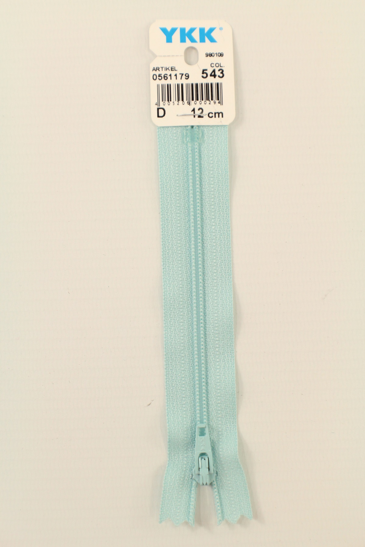 YKK-Reissverschluss 12cm-60cm, nicht teilbar, hellblau