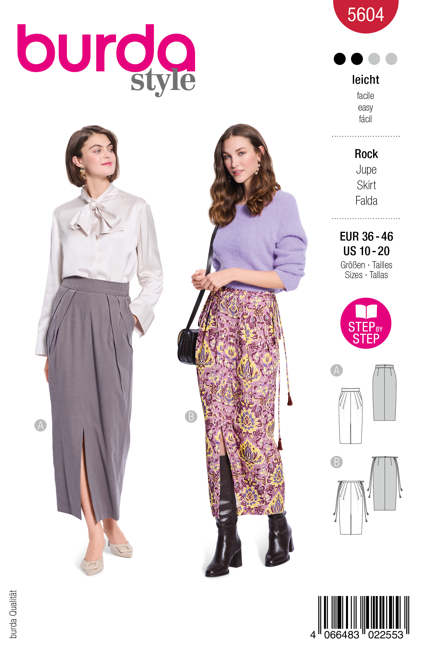 burda Schnitt 5604 - Schmale Midiröcke