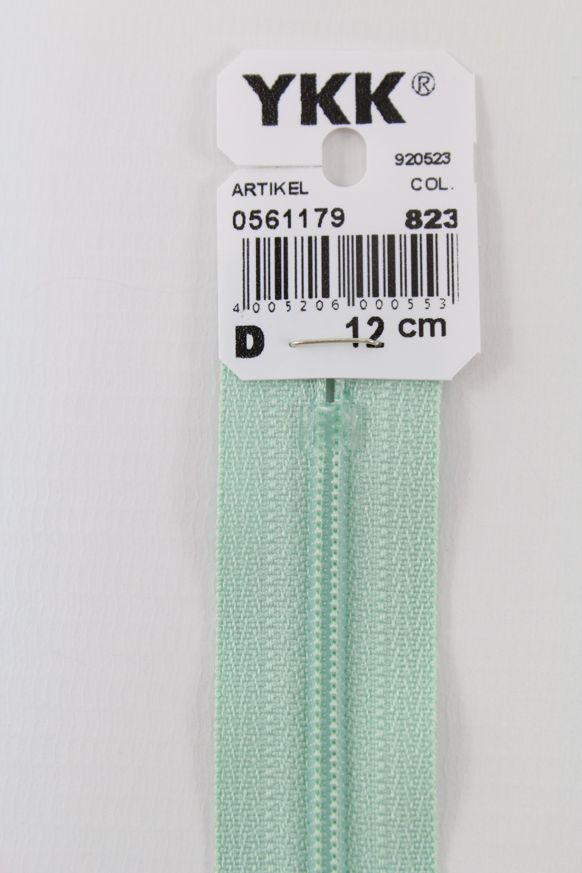 YKK-Reissverschluss 12cm-60cm, nicht teilbar, pastellgrün