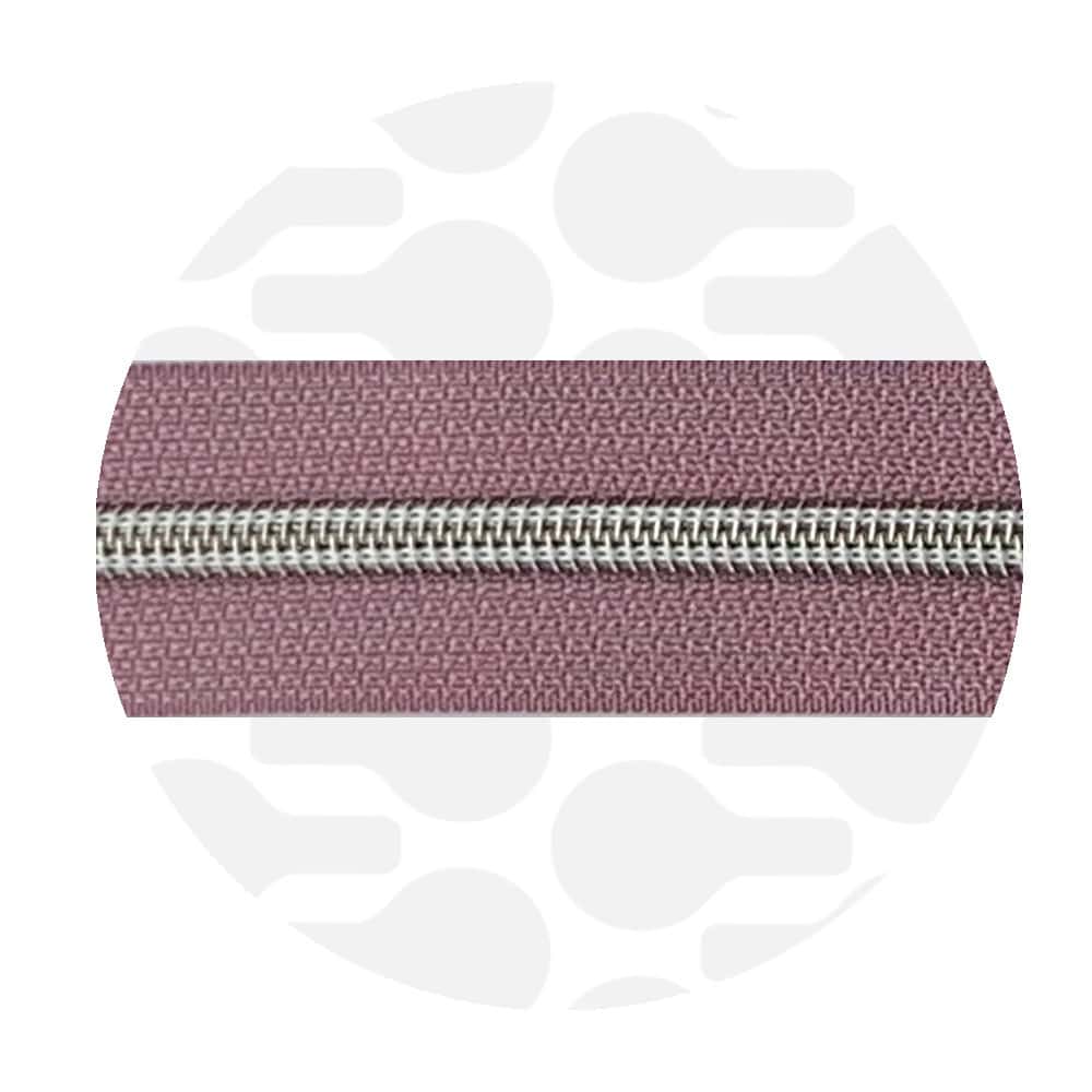 1m Reissversschluss endlos in Dark Lilac mit Nickel Raupe