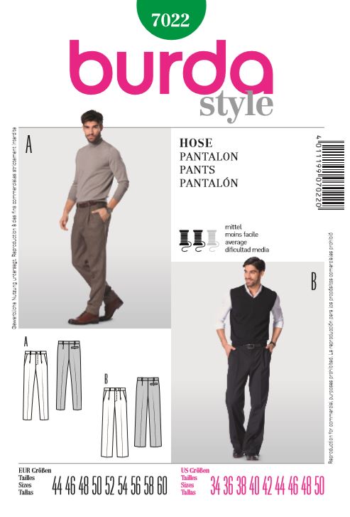 burda Schnitt 7022  "Hose mit Bundfalte" burda Schnitt 7022  "Hose mit Bundfalte"