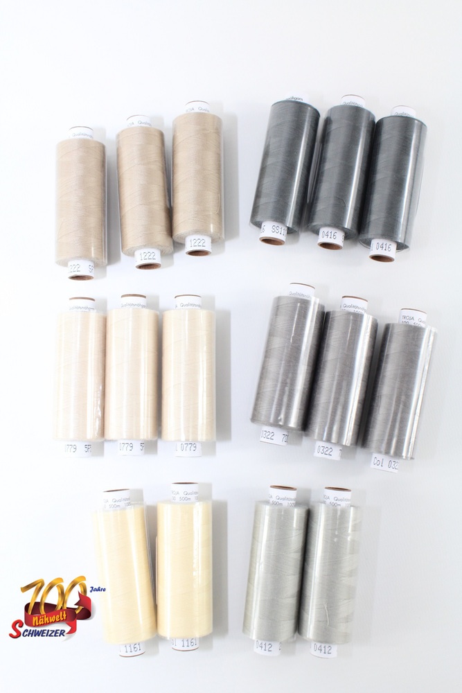 Troja- Garn 500 m 16-er Set GRAU und BEIGE Töne Troja- Garn 500 m 16-er Set GRAU und BEIGE Töne