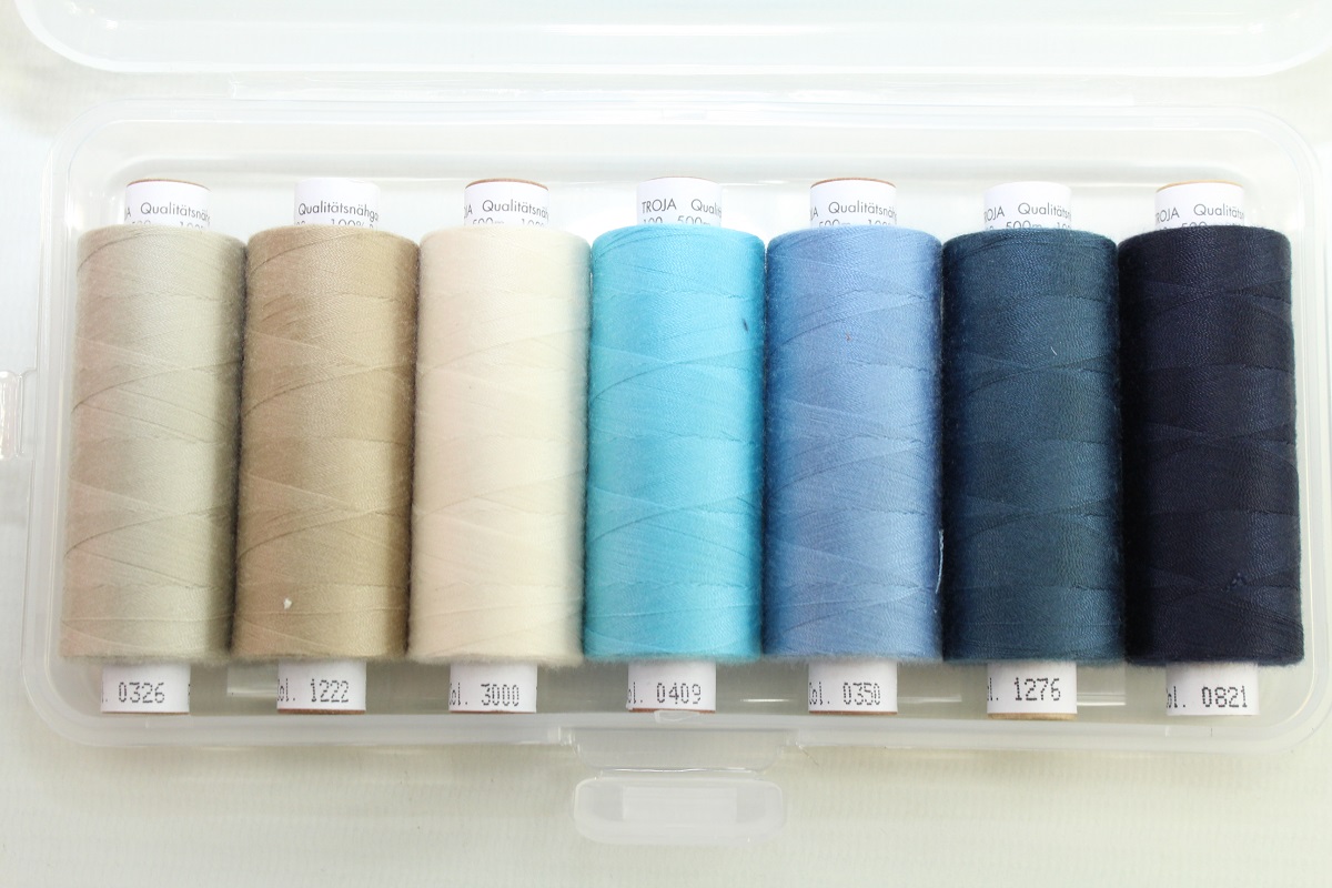Troja 500M. in schöner Nähwelt Box (7er Set, blau und beige Töne) Troja 500M. in schöner Nähwelt Box (7er Set, blau und beige Töne)