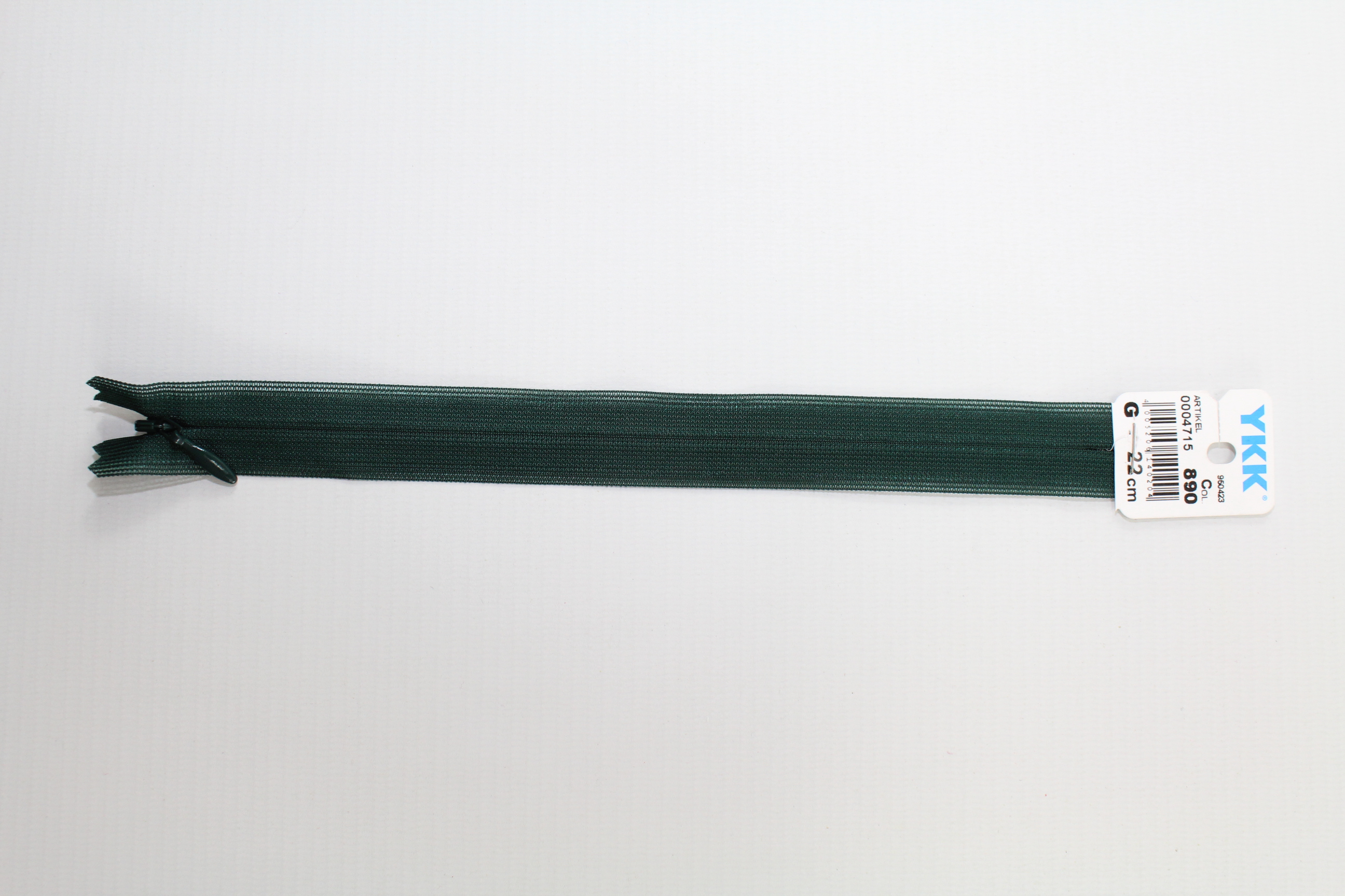 Nahtverdeckter Reissverschluss aus Kunststoff 22cm (dunkelgrün) Col. 890