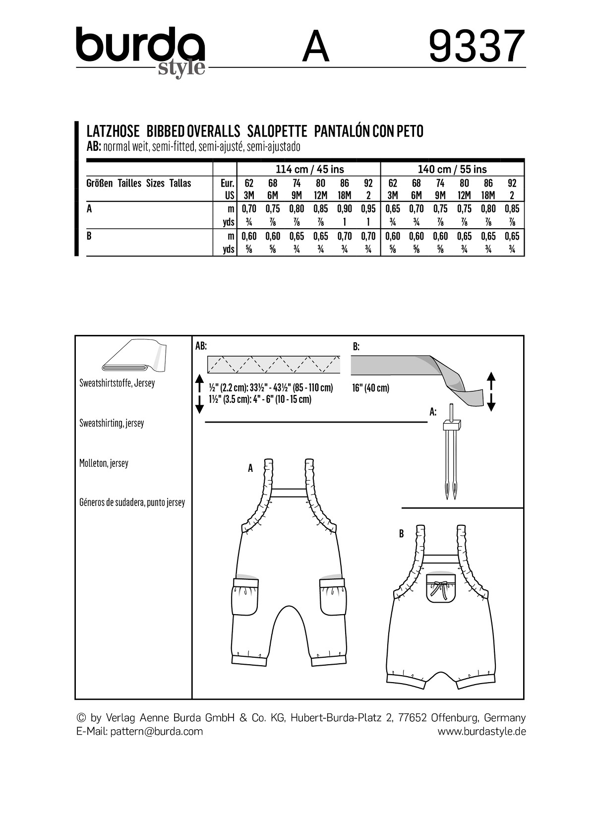 burda Schnitt 9337 "Latzhosen" burda Schnitt 9337 "Latzhosen"