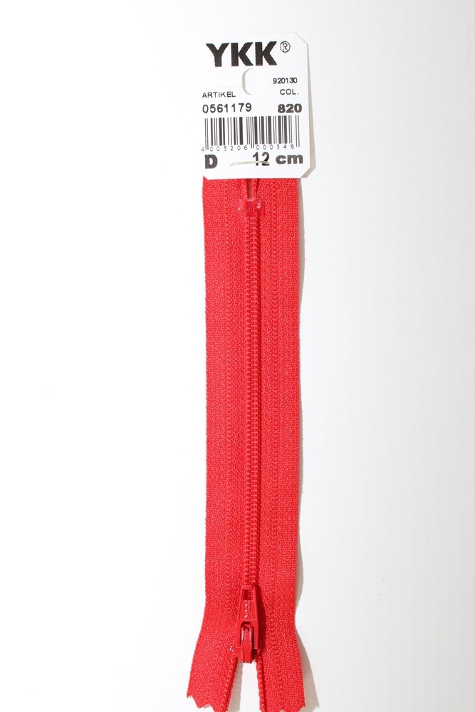 YKK-Reissverschluss 12cm-60cm, nicht teilbar, hochrot YKK-Reissverschluss 12cm-60cm, nicht teilbar, hochrot