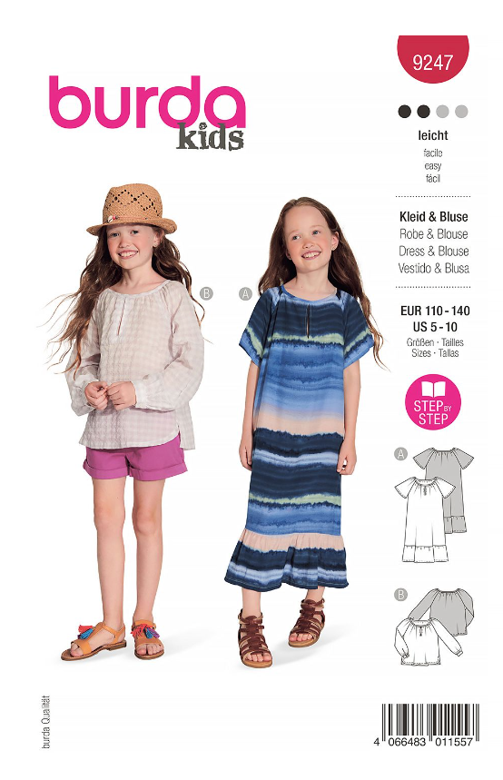 burda Schnitt 9247 "Kleid und Bluse für Mädchen"