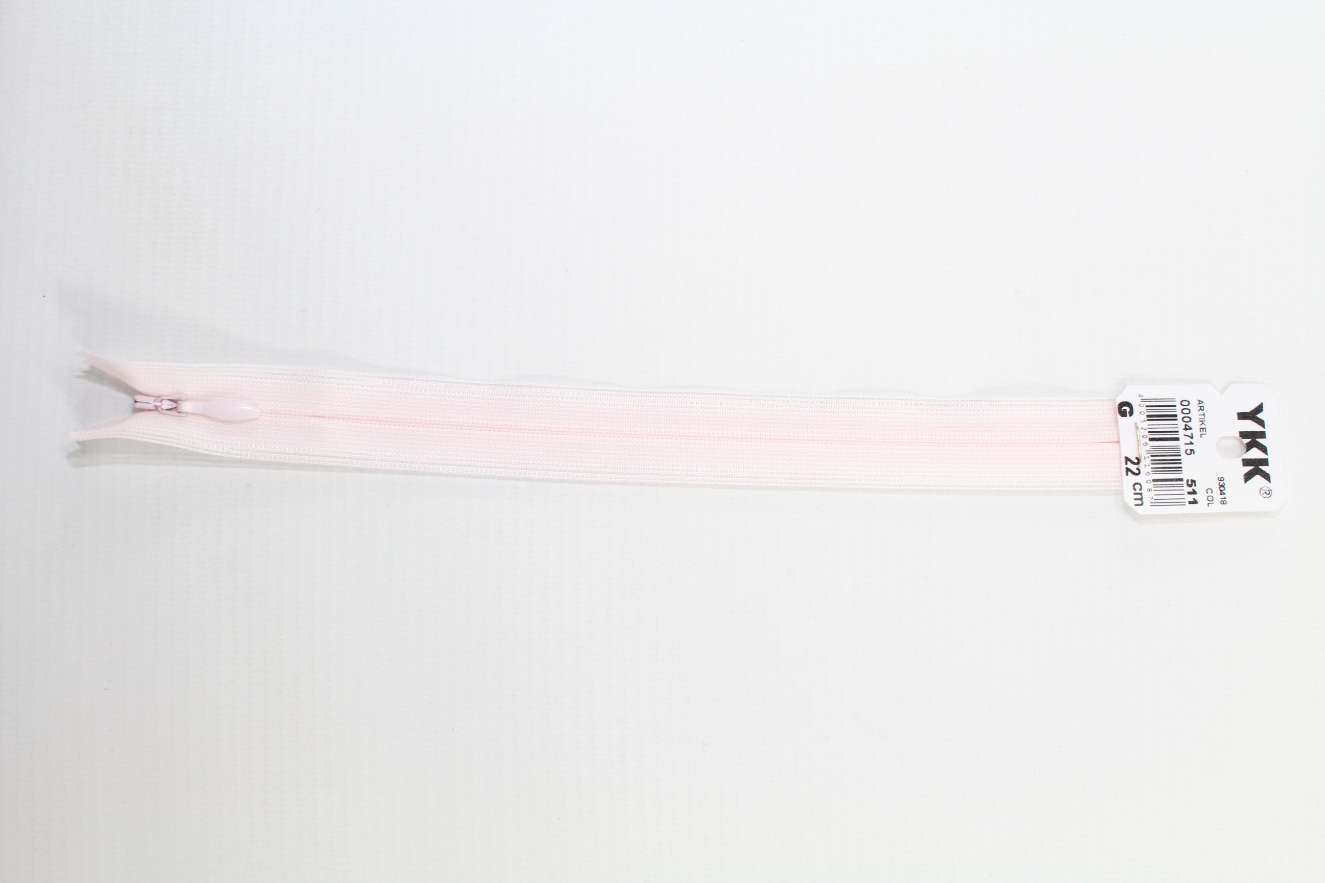 Nahtverdeckter Reissverschluss aus Kunststoff (hellrosa) Col. 511 Nahtverdeckter Reissverschluss aus Kunststoff (hellrosa) Col. 511