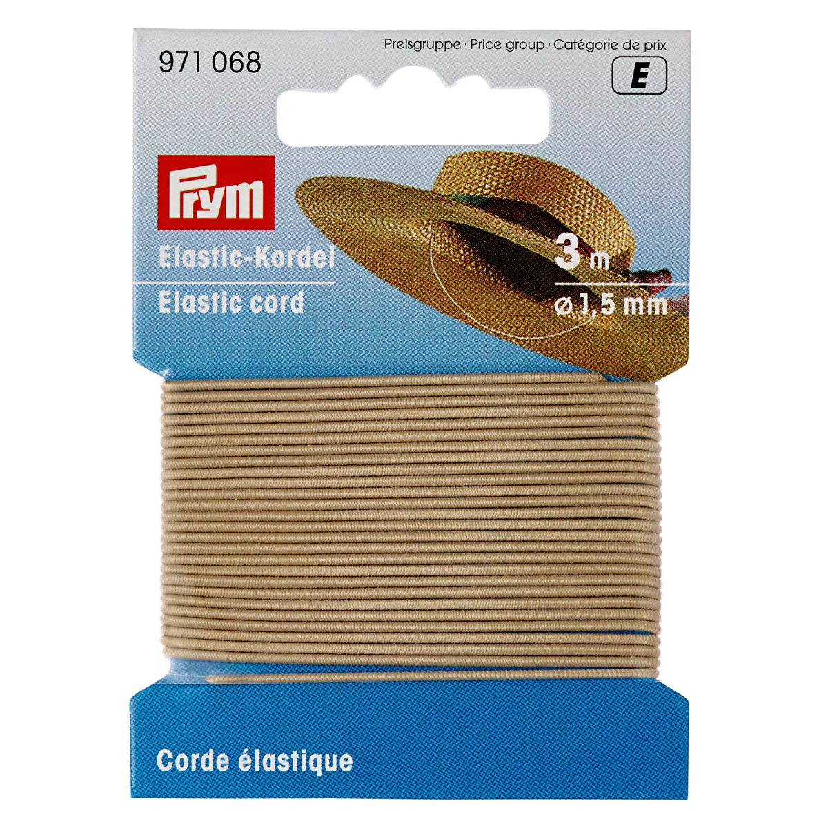 Elastic - Kordel 3 Meter ø 1,5mm beige