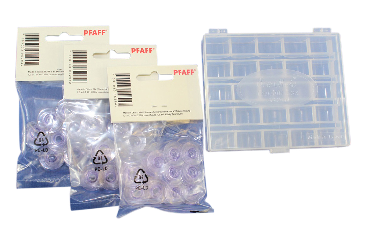 30 Original PFAFF - Spulen für die neuen expression u.a. - Kennung J und Spulenbox 30 Original PFAFF - Spulen für die neuen expression u.a. - Kennung J und Spulenbox